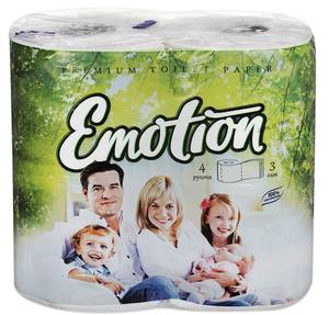 Бумага туалетная Emotion 3-х слойная 4 рулона в упаковке