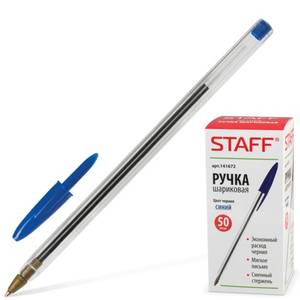 Ручка шариковая STAFF, корпус прозрачный, узел 1мм