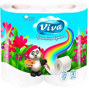 Бумага туалетная Viva 2-х слойная по 4 рулона белая