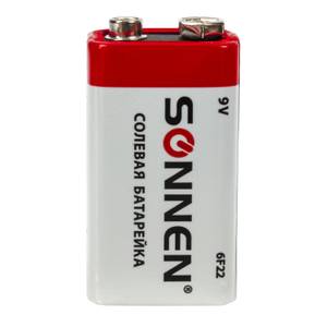 Батарейка SONNEN (6R61, 6F22, 1604) 9V, солевая (в плёнке 1шт)