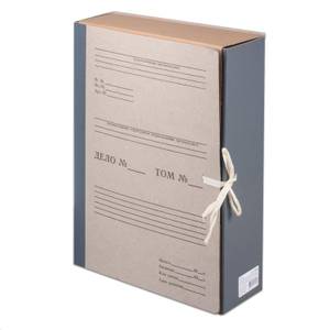 Короб архивный STAFF 240*330мм 80мм, 2 завязки до 700 листов, переплетный картон/бумвинил