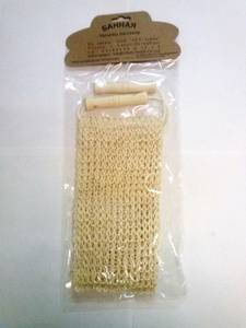 Мочалка банная 12*60см плетенный сизаль, деревянные ручки