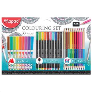Набор для творчества MAPED Graph'Peps, 10 фломастеров, 10 капиллярных ручек, 12 двусторонних цветных карандашей, точилка, блистер