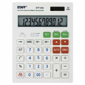 Калькулятор настольный STAFF PLUS STF-333, CORRECT, TAX 12 разрядов двойное питание